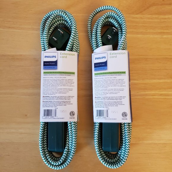 Philips 3-Outlet Extension Cords 8ft (Set of 2) - Picture 2 of 10